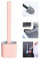 Shamdon Home Collection Brosse WC plate en silicone avec support, ensemble brosse WC en silicone flexible et support pour salle de bain