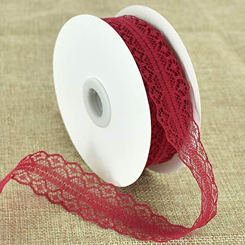 TONIFUL Spitzenband, 3 cm x 23 m, Dunkelrot, Burgunderrot, Vintage-Spitze für Valentinstag,Hochzeit, Blume, Nähen, Blumen, Partys, Dekorationen, Geschenkverpackungen
