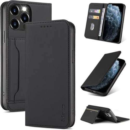 S. Dawezo Cover iPhone 11 PRO Max, Custodia Libro Pelle Flip Portafoglio con Funzione di Supporto Carte Portacellulare Magnetica per iPhone 11 PRO Max– Nero
