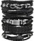 MILAKOO 5 Stück Geflochtene Lederarmbänder mit Gravur Einstellbar Manschette Armband für Männer Damen (Schwarz)
