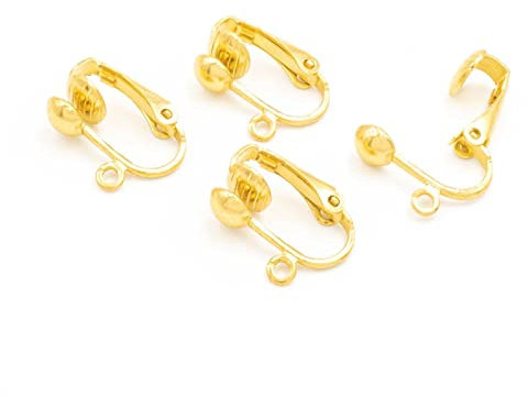 Vintageparts Ohrclips mit Aufhängung in goldfarben 4 Stück zum Schmuck selber basteln