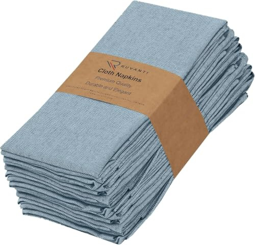 Ruvanti Cloth Napkins Set of 12, 18x18 Reusable Napkins Cloth Washable, Soft & Durable Table Napkins, Poly Cotton Fabric Dinner Napkins for Parties, Christmas, Thanksgiving, Weddings - Teal