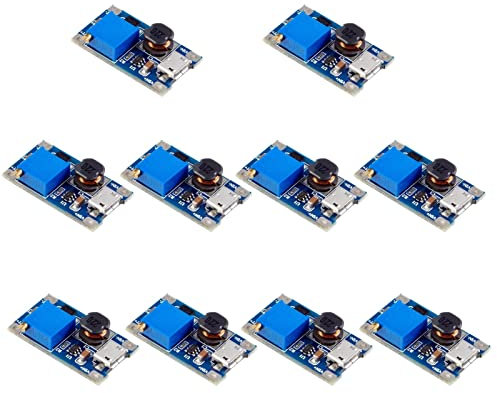 DC-DC Step Up Boost Converter Aufwärtswandler 2V-24V bis 5V-26V 2A Micro USB LAOMAO Voltage Regulator Kompatibel für Arduino (Pack of 10)