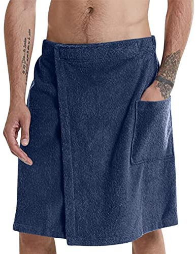 Oanviso Asciugamano da Bagno Uomo con Chiusura in Pull-On e Tasca Classico Colore Solido Asciugamano da Bagno Gonna con Elastica Kilt da Sauna per Casa o Sauna Morbido Confortevole