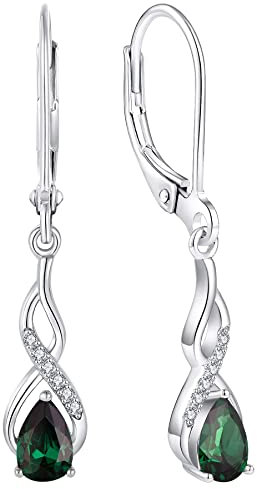 YL Unendlichkeit Ohrringe 925 Sterling Silber Mai Geburtsstein Smaragd Ohrringe für Damen