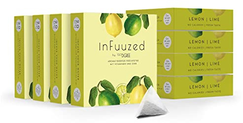 720°DGREE Kalter Tee InFuuzed Zitrone-Limette - 8x 20 Beutel mind. 80L | Echter Geschmack - Kein Zucker, Ohne Kalorien - Natürliches Aroma für Wasser - Ideal für die Trinkflasche, Sport & Unterwegs