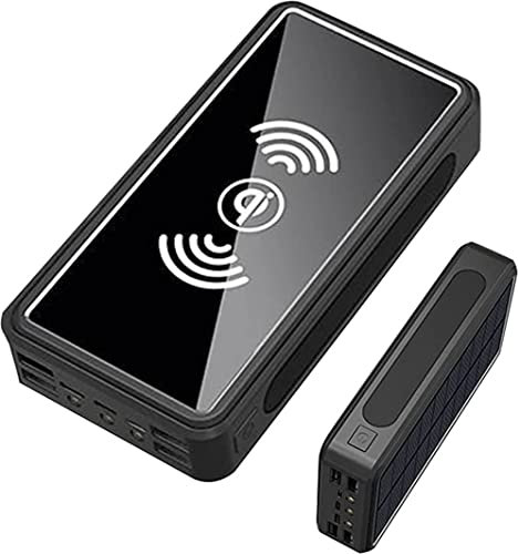 Chargeur Portable Chargeur Portable Haute Capacité 100000Mah Chargeur Solaire Power Bank 4 Sortie 2 Entrée Charge Rapide Batterie Externe, pour 99% des Appareils USB,Noir
