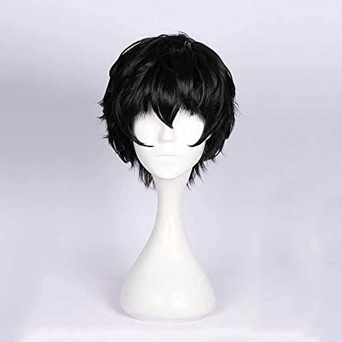 CHALKSEA Anime Cosplay Perücke, Persona 5 Joker Protagonist Akira Kurusu Perücke, Black Short Anime Cosplay Perücke, Mit Kostenloser Perückenkappe, Für Party Alltag Halloween Perücke Cosplay