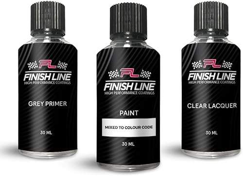 FINISH LINE Ausbesserungslack, 30 ml, Set für Ford Rock Grey Paint Grey Primer Klarlack Paint Repair