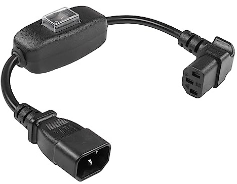 CERRXIAN 1FT UP Angolo IEC 320 da C13 a C14 con interruttore On/Off PDU Cavo di alimentazione UPS, 10A 125V CA C14 maschio a C13 femmina Prolunga alimentazione computer standard per monitor, compute