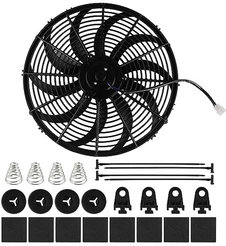 DOCAS 16 Pouces 12V 120W Ventilateur de refroidissement électrique universel, ventilateur montage radiateur réversible Refroidissement pour moteur de voiture