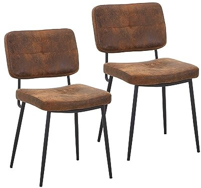 HOOZ 2er Set Esszimmerstühle mit Rückenlehne, Wildleder Optik Küchenstuhl mit Metallbeinen, Polsterstuhl Wohnzimmerstuhl Sessel für Esszimmer Schlafzimmer und Konferenzraum