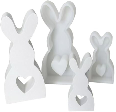 TheStriven 2 Stück 3D Osterhase Kaninchen Kerzen Silikonform Gießformen Ostern Hasenform für Kerzen, Gips (A)