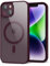 Oakxco für iPhone 14 Hülle Magsafe Durchsichtig, Klar Magnetisch Induktives Laden Handyhülle Bunt Dünn Silikon & Transparent Hart Plastik, Cute Einfarbig Case Handy Hülle für Mädchen, Weinrot Bordeaux