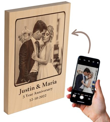 Cadeauki cadeaux personnalisés pour l'anniversaire de mariage - Cadeaux de mariage en bois personnalisés avec pyrogravure sur bois - cadeaux avec photo - panneau en bois avec gravure - pyrogravure