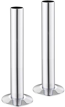 Go Bathrooms Chrome Radiator Pipe 130mm x 18mm Pipe Cover Collar Sleeves Chrome Radiator Pipe Covers and Floor Ring