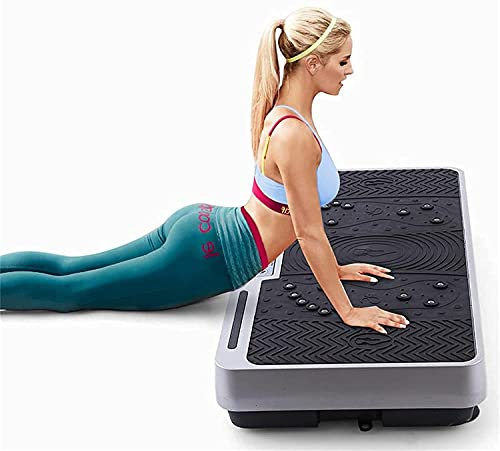 Vibration Exercise Hine Vibration Plate with Speaker 6 Program Modes 2 Resistance Bands Remote Control Vibrating Home Power Plate Fitness Trainer for Weight Loss