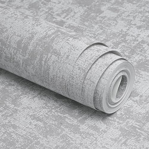 Baketron Concrete Wallpaper Grey Cement with Metallic Silver Glitter Textured Wallpaper Feature Retro Decorative Luxury Wall Paper Roll Living Room Hallway Bedroom Wallpapers for Adults