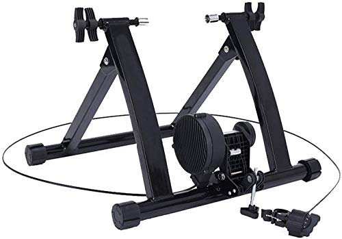 WQZStar Fahrradtrainer-Ständer, Fahrradtrainer-Ständer für Indoor-Übungen, 6-Gang-Fahrradständer mit Magnet-/Kabelsteuerung, Schwarz (Schwarz normal) (Schwarz normal)