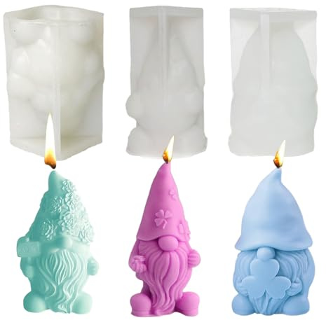 Confezione 3 Stampi in Silicone Natalizio per Albero Natale 3D, Babbo e Candele - Regali Fatti a Mano Fai-Da-Te, Decorazioni Regalo di Natale