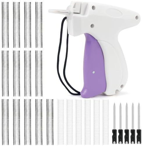 Flex Clip Pistole für Kleidung, Speedy Quick Clothing Fixer, Micro Stitchy Gun, Kleidungsfixiergerät, Etikettierpistole Kleidung,Mini Quick Repair Garment Sewing Machine mit 6 Nadeln 1000 Plastiknadel