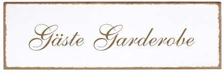 Dekolando Deko Türschild - Gäste Garderobe - Schild 150 x 50 mm - Schilder Türschilder Namensschilder Wohnung selbstklebend Holzschild Tür Holzschilder