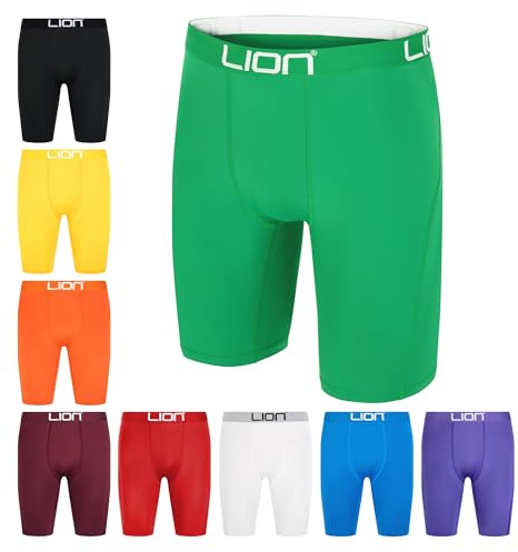 LION SPORTSWEAR Compression Shorts for Football & Sports – Multi-Purpose Base Layer for Men & Kids, Ideal for Gym, Training & Running - Green | Large Kids