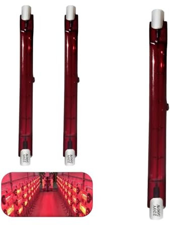 Infrarotlampe 500W, R7 Halogenstab Dimmbar, R7S Halogenlampe 118mm 500W Ersatz J-Typ Linear Halogen Lampe, 500LM, Infrarot Halogen Wärmelampe 500W Halogenstablampe Rot Heizlampe, 10mm Ø, 3 Stück