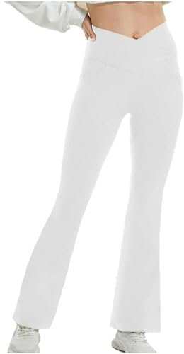Leggins a Zampa Donna Bootcut Pantalone Yoga Eleganti Bianchi Pantaloni Flare Con Tasche Gamba Larga Ginnastica Pantaloni Lavoro vita alta Curvy Leggings Taglie Forti Per Fitness Pilates Danza Casual