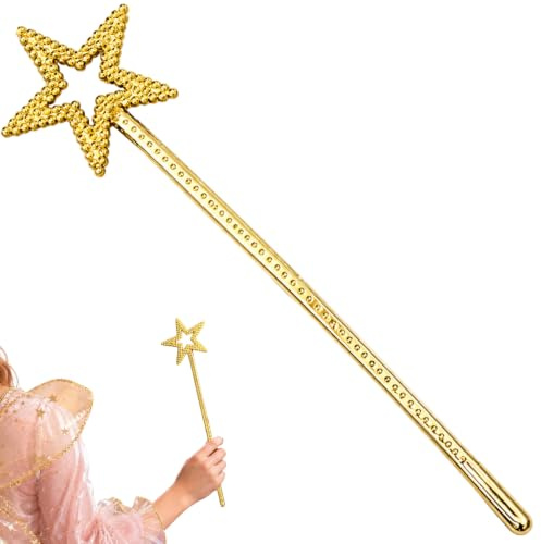 Gammaeon Baguette magique avec étoile pailletée - Baguette de fée amovible pour fête costumée - Accessoire de scène avec étoile à 5 branches pour les spectacles de contes de fées et les événements