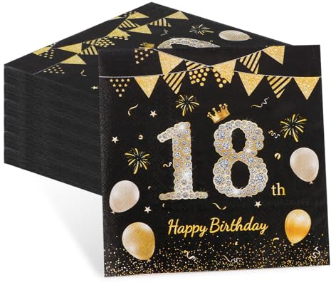 60 Stück Servietten 18. Geburtstag Junge, Happy Birthday Servietten 18 Geburtstags Deko, Deko 18 Geburtstag Junge Mädchen, Tischdekoration