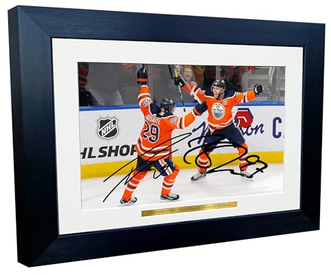 Kitbags & Lockers Signierter Fotorahmen, Motiv: Connor McDavid Leon Draisaitl Edmonton Oilers NHL 30,5 x 20,3 cm, A4, Eishockey-Poster, Geschenk 1