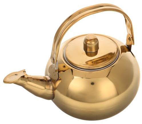 TOPPERFUN tetera de acero inoxidable cafetera para estufa tetera calentador de agua Jarra de leche tetera silbante tetera infusor olla caliente eléctrica hervidor de infusión de té Dorado