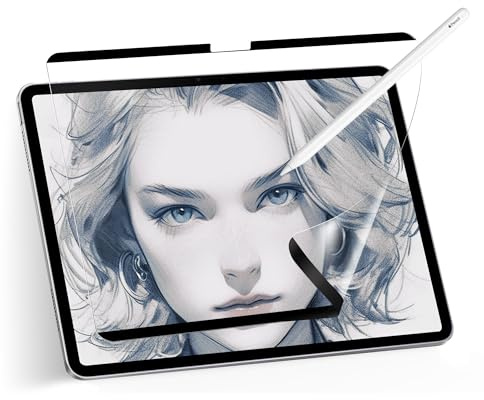 Adeway Protector de pantalla iPad Pro 129 (2018-2022, 3ra-6ta gen) con sensación de papel, magnético, anti-reflejos Escriba y dibuje en cualquier momento, incluye carpeta protectora