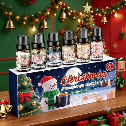 AllisWay Duftöl Diffuser Weihnachten, Ätherische Öle Weihnachten, Duftöl Weihnachten, Formel Mild und der Duft Langanhaltend, Geeignet für Diffusoren, Duftlampen, 6 x 10 ml Fläschchen