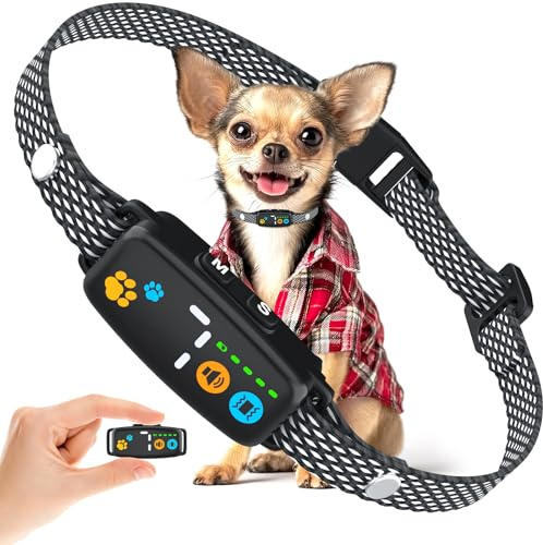 Feycig Anti Barking Dog Collars - No Shock Anti-Bark Collar for Small Dogs, Rechargeable Bark Collar with 7 Sensitivities, 3 Adjustable Modes Beep & Vibration, IP67 Waterproof Dog Training Collar