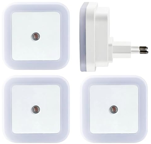 Lot de 3 veilleuses LED avec détecteur - Lumière de prise avec capteur PIR, blanc chaud, économique pour couloir, chambre d'enfant, escalier et chambre à coucher Kryolithm Lot [Classe énergétique A]