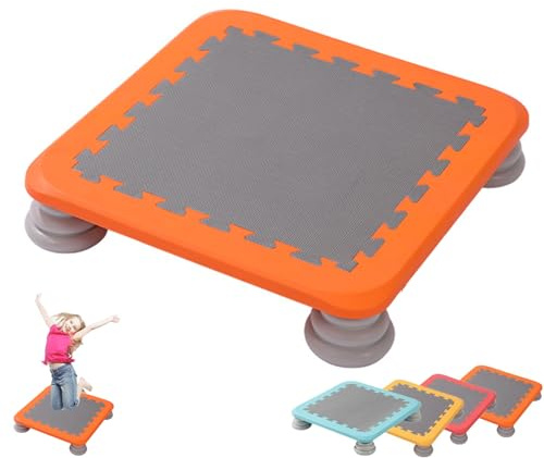 Hüpfbrett-Sprungspielzeug, 25-Zoll-quadratisches sensorisches Trampolin-Hüpfbrett mit Rutschfester Basis, sensorisches Trainingsgerät für Autismus, für Kinder im Innen- und Außenbereich Light Blue