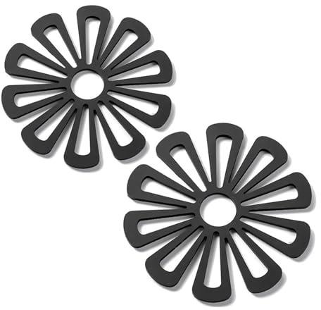 2Pcs Silicone Trivets for Hot Pans, Thicker Heat Resistant Non Slip Trivets, Reusable Heatproof Hot Pan Mats, Durable Kitchen Worktop Mats, Ideal for Cooking, Dining & Teapot Stand