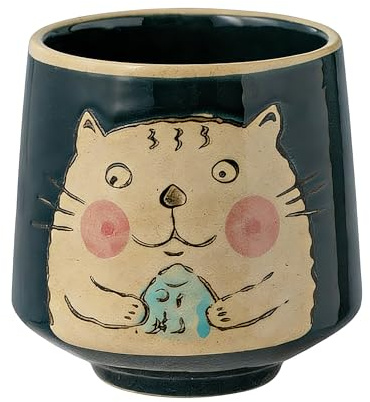 Echo d'Asie Tasse chat kawaii 200ml - En céramique japonaise -Sans anse - Tasse à café, thé, cappuccino,lathé -Cadeau créatif -Idéale pour Maison & Bureau(beige) (1, Chat cartoon)