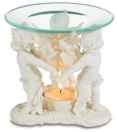 AVENUELAFAYETTE Brûle-Parfum Ange - Diffuseur d'arômes - Résine et Verre - 11,5 x 11 cm - Bougie Incluse