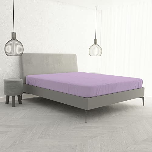 Lenzuolo Sotto MAX COLOR con Angoli Elasticizzati da 25 cm Letto Matrimoniale 170x200 cm, 100% Cotone Made in Italy - Tinta Unita LILLA