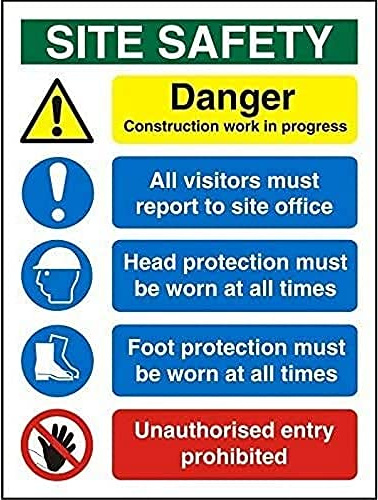 Seco Site Safety, Danger Construction Work In Progress-Schild, 450 mm x 600 mm, 3 mm Schaumstoff-PVC