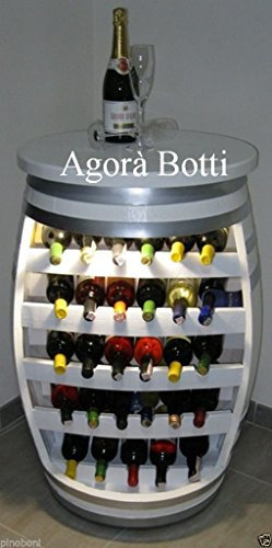 Botte cantina porta bottiglie da 29 posti bianca con cerchi argentati