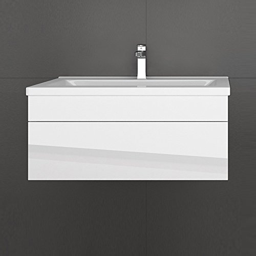 Home Deluxe - Badmöbel-Set - WANGEROOGE Big Weiß - Small - inkl. Waschbecken und komplettem Zubehör - Breite Waschbecken: ca. 80 cm I Badezimmermöbel Waschtisch Badmöbelset