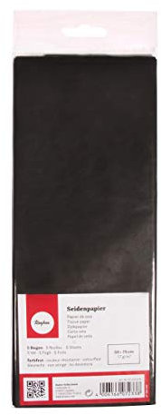 Rayher 67270576 Seidenpapier, schwarz, 50x75cm, 5 Bogen, 17g/m², lichtecht, farbfest, leicht transparentes, dünnes Papier, Geschenkpapier, Papier zum Basteln