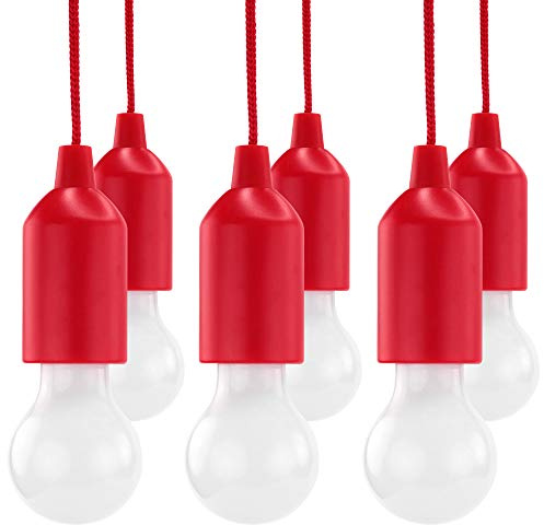 HyCell Pull Light 6er Set mit Zugschalter inkl. AAA Batterien - tragbare LED Lampe warmweiß - Mobile Leuchte ideal für Garten Schuppen Zelt Camping Dachboden Kleiderschrank oder Party Dekoration