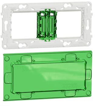 Schneider Electric - Unica - support de fixation 4 mod / 2 postes + protection chantier - plastique - NU7004PC