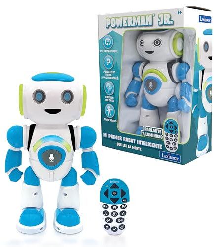 LEXIBOOK - Powerman Jr. Robot Interactivo Inteligente Que Lee en la Mente Juguete para Niños Bailando Juega Música Cuestionario de Animales Stem Control Remoto Programable Robot - ROB20ES