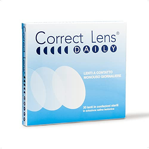 Correct Lens, Daily Lens, Lenti a Contatto Giornaliere per Miopia, Lenti a Contatto Usa e Getta Sicure e Facili da Applicare, Diottrie -5,25, Confezione da 30 Lenti Monouso